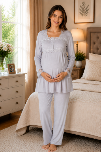 Effortt 2403 Gri Lohusa Pijama Takım Effortt 2403 Gri Lohusa Pijama Takım